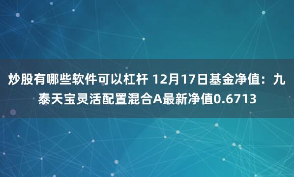   炒股有哪些软件可以杠杆 12月17日基金净值：九泰天宝灵活配置混合A最新净值0.6713