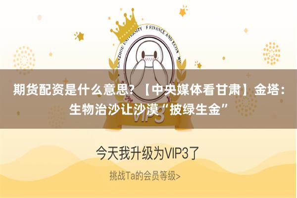   期货配资是什么意思? 【中央媒体看甘肃】金塔：生物治沙让沙漠“披绿生金”