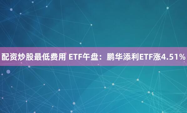   配资炒股最低费用 ETF午盘：鹏华添利ETF涨4.51%