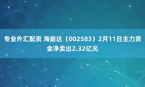 专业外汇配资 海能达（002583）2月11日主力资金净卖出2.32亿元